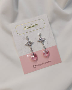 Angelic Heart Crystal Earrings - Pink (STAYC Sumin Earrings)