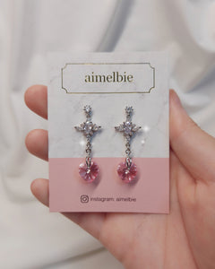 Angelic Heart Crystal Earrings - Pink (STAYC Sumin Earrings)