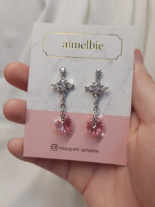 Angelic Heart Crystal Earrings - Pink (STAYC Sumin Earrings)