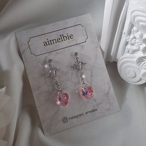 Angelic Heart Crystal Earrings - Pink (STAYC Sumin Earrings)