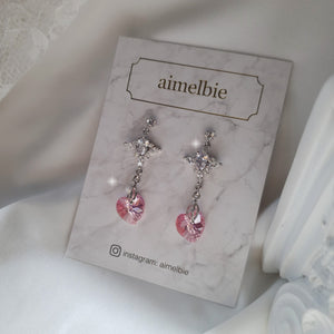 Angelic Heart Crystal Earrings - Pink (STAYC Sumin Earrings)