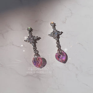 Angelic Heart Crystal Earrings - Pink (STAYC Sumin Earrings)