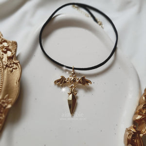Angelic Sword Cross Choker - Gold (H1-Key Yel Necklace)
