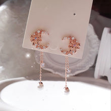 Load image into Gallery viewer, Dainty Ribbon and Moon Earrings - Rosegold