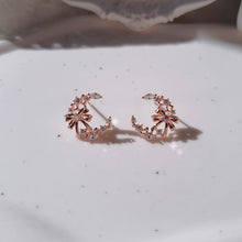 Load image into Gallery viewer, Dainty Ribbon and Moon Earrings - Rosegold