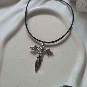 Angelic Sword Cross Choker - Silver (KISS OF LIFE Belle Necklace)