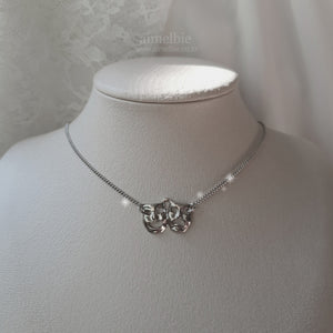 Theatre Mask Layered Necklace - Chic version (Silver)