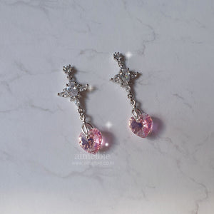 Angelic Heart Crystal Earrings - Pink (STAYC Sumin Earrings)