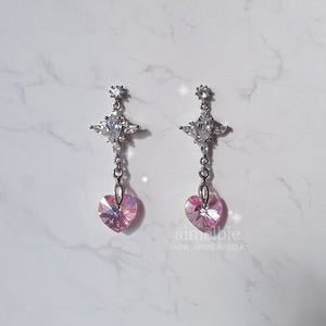 Angelic Heart Crystal Earrings - Pink (STAYC Sumin Earrings)