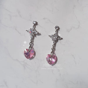 Angelic Heart Crystal Earrings - Pink (STAYC Sumin Earrings)