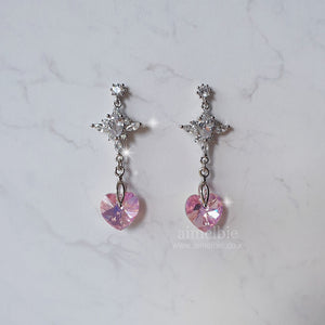 Angelic Heart Crystal Earrings - Pink (STAYC Sumin Earrings)