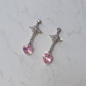 Angelic Heart Crystal Earrings - Pink (STAYC Sumin Earrings)