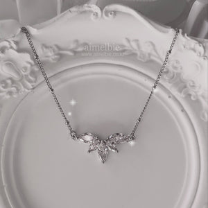 [IVE Wonyoung Necklace] Heavenly Crystal Semi Choker Necklace - Silver