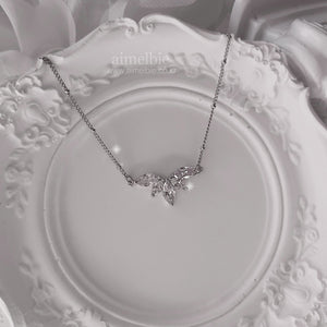 [IVE Wonyoung Necklace] Heavenly Crystal Semi Choker Necklace - Silver