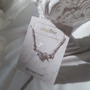 [IVE Wonyoung Necklace] Heavenly Crystal Semi Choker Necklace - Silver