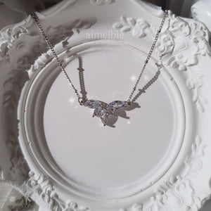 [IVE Wonyoung Necklace] Heavenly Crystal Semi Choker Necklace - Silver