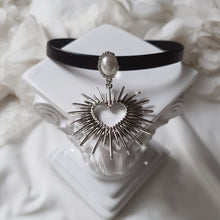 Load image into Gallery viewer, [Stray Kids Seungmin, IU Necklace] Heart Supernova Leather Choker - Silver ver.