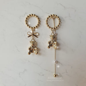 You are my Teddy bear Earrings - Gold ver.