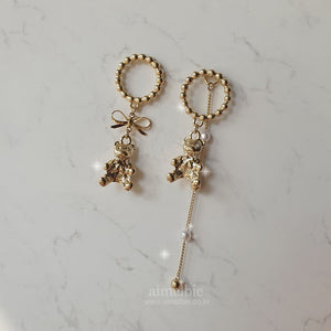 You are my Teddy bear Earrings - Gold ver.