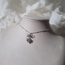 Load image into Gallery viewer, [NMIXX Sullyoon Necklace] Dainty Ribbon and Heart Semi Choker Necklace - Silver Color