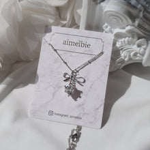 Load image into Gallery viewer, [NMIXX Sullyoon Necklace] Dainty Ribbon and Heart Semi Choker Necklace - Silver Color