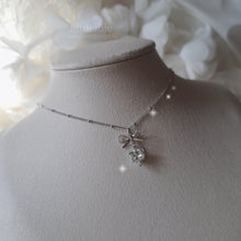 Load image into Gallery viewer, [NMIXX Sullyoon Necklace] Dainty Ribbon and Heart Semi Choker Necklace - Silver Color