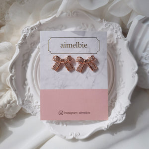 Delicate Bow Earrings - Rosegold
