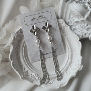Longdrop Silver Flower Earrings