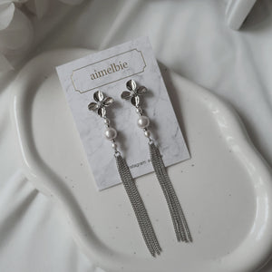 Longdrop Silver Flower Earrings