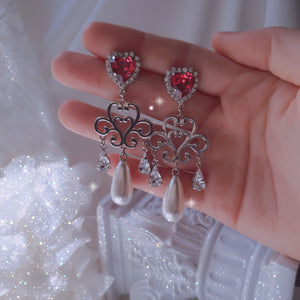 Heart Jewel Queen Earrings - Rosepink