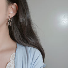 Load image into Gallery viewer, Kitty and Bow Earrings - Silver Color
