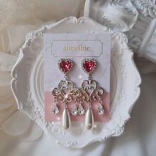 Load image into Gallery viewer, Heart Jewel Queen Earrings - Rosepink