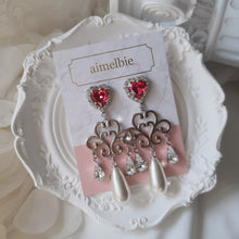 Load image into Gallery viewer, Heart Jewel Queen Earrings - Rosepink