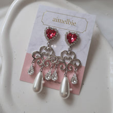Load image into Gallery viewer, Heart Jewel Queen Earrings - Rosepink