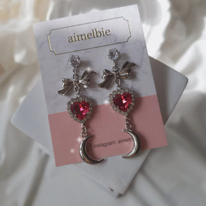 Moon Witch Earrings - Rosepink / Silver base