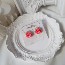 Load image into Gallery viewer, [Hearts2Hearts Ana Earrings] Petit Rose Cabochon Earrings - Pink