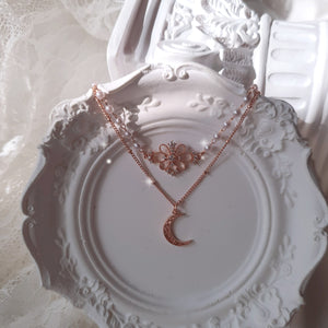 Art Nouveau Moon - necklace - Rosegold ver.