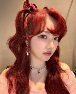 [NMIXX Kyujin Necklace] Rosepink Heart Crystal Party Queen Choker Necklace (KARA Gyuri Necklace)