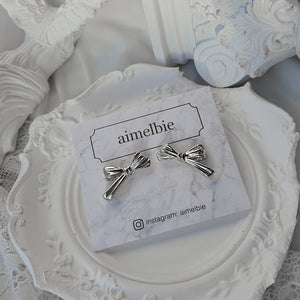 Dalia Ribbon Earrings - Silver Color