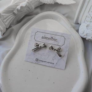Dalia Ribbon Earrings - Silver Color