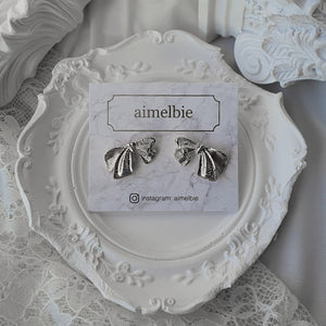 [Aespa NingNing Earrings] Jane Ribbon Earrings - Silver Color