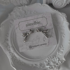 Dalia Ribbon Earrings - Silver Color