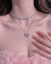 Load image into Gallery viewer, [NMIXX Jiwoo Necklace] Melting Ribbon Rhinestone Chain Choker Layered Necklace