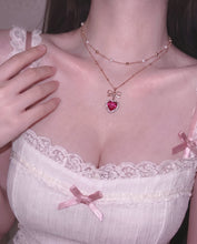 Load image into Gallery viewer, Rosepink Heart Princess Layered Necklace - Gold Color (STAYC Seeun Necklace)