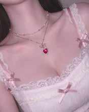Load image into Gallery viewer, Rosepink Heart Princess Layered Necklace - Gold Color (STAYC Seeun Necklace)