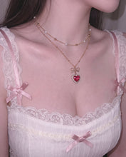 Load image into Gallery viewer, Rosepink Heart Princess Layered Necklace - Gold Color (STAYC Seeun Necklace)