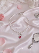Load image into Gallery viewer, [Jenny Park Necklace] Rosepink Heart and Bow Pearl Choker Necklace