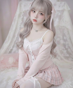 [TWICE Chaeyoung Necklace] Adorable Ribbon Pearl Choker - Silver Color