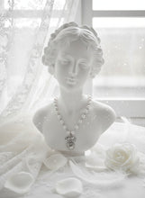 Load image into Gallery viewer, [Red Velvet Irene Necklace] Coquette Ribbon and Heart Locket Pearl Choker - Silver Color