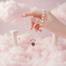 Load image into Gallery viewer, [Jenny Park Necklace] Rosepink Heart and Bow Pearl Choker Necklace
